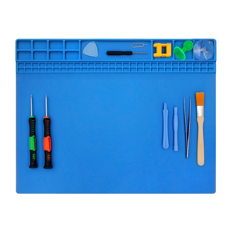 Handook Soldering Mat Silicone Repair Mat Heat Resistant 932Â°F Workbench Mat for Cellphone, Computer, PCB board Electronic Repair Mat for Soldering Station Iron Gun with Size 16 x 12 Inch (Blue) - Image 5